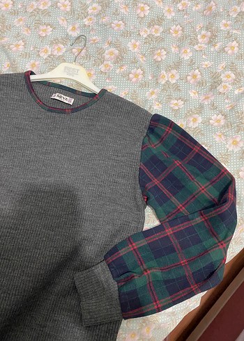 Gri Uzun Triko Elbise - Görsel 4