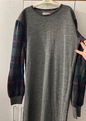 Gri Uzun Triko Elbise - Görsel 3