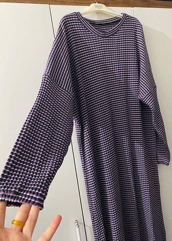 Mor Uzun Kolay Kesim Elbise - Görsel 2