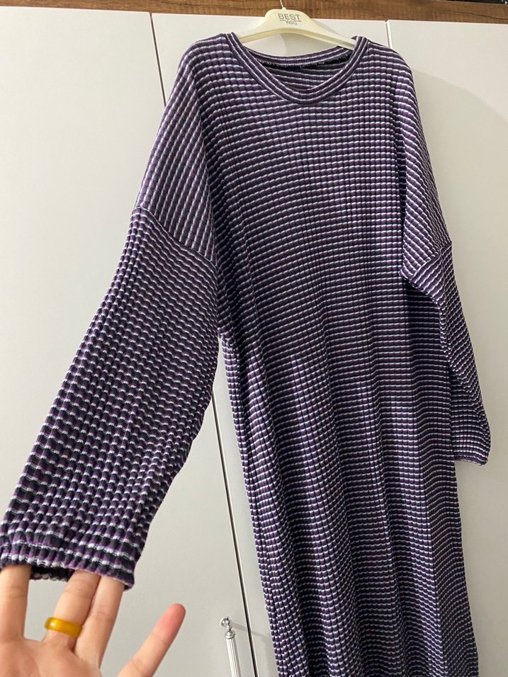 Mor Uzun Kolay Kesim Elbise - Görsel 2