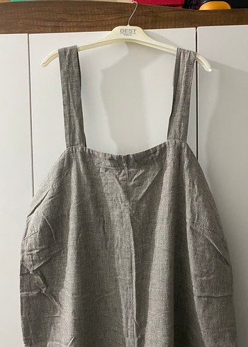 Kadın Gri Keten Midi Tulum - Görsel 4