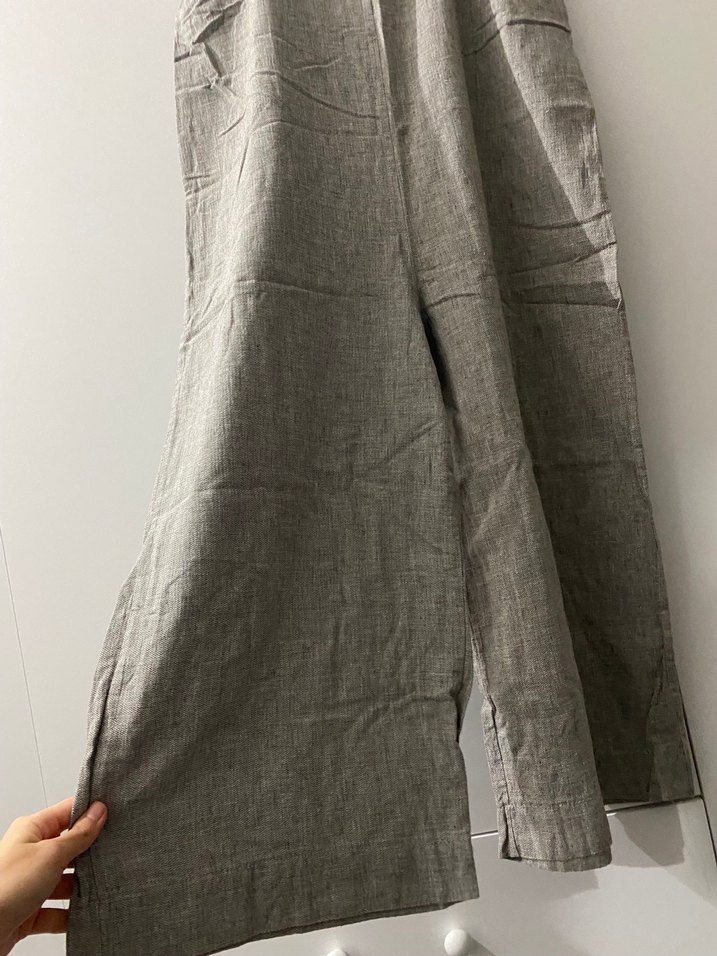 Kadın Gri Keten Midi Tulum - Görsel 3