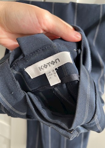 Lacivert Kadın Kemerli Kumaş Pantolon - Görsel 3