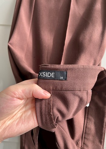 Düğmeli Kadın Kumaş Pantolon - Bej - Görsel 3