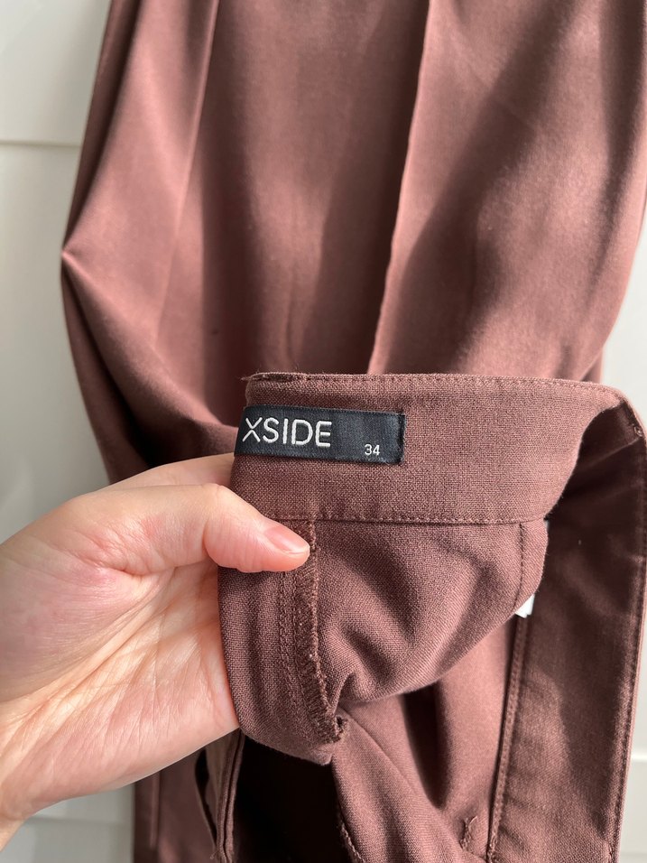 Düğmeli Kadın Kumaş Pantolon - Bej - Görsel 3