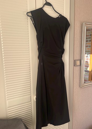 Siyah Drapeli Uzun Kolsuz Elbise - Görsel 2