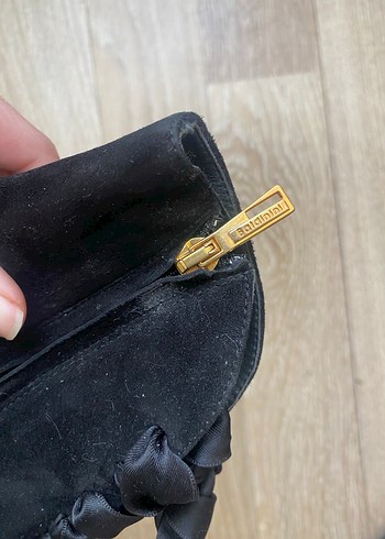 Siyah Süet Fırfırlı Stiletto Kadın Bot Vintage - Görsel 6