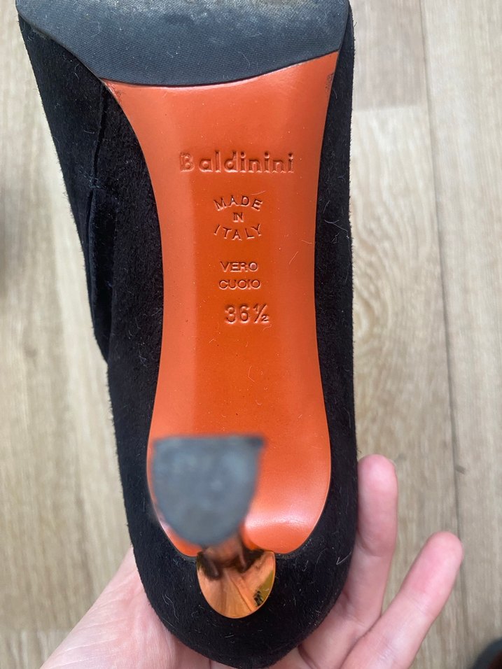 Siyah Süet Fırfırlı Stiletto Kadın Bot Vintage - Görsel 5