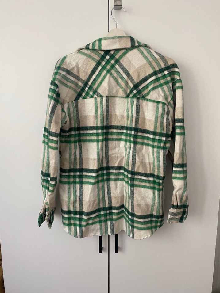 Yeşil Kareli Keten Kadın Gömlek - Görsel 2