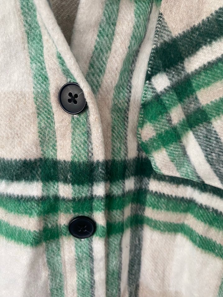 Yeşil Kareli Keten Kadın Gömlek - Görsel 3