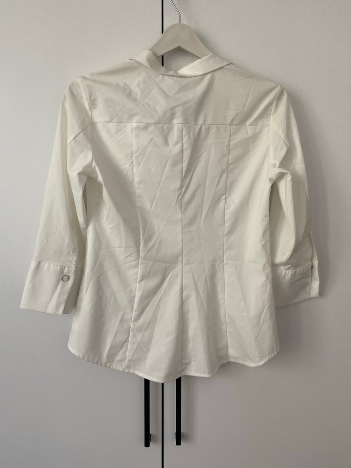 Chima Uzun Kollu Beyaz Keten Kadın Gömlek - Görsel 2