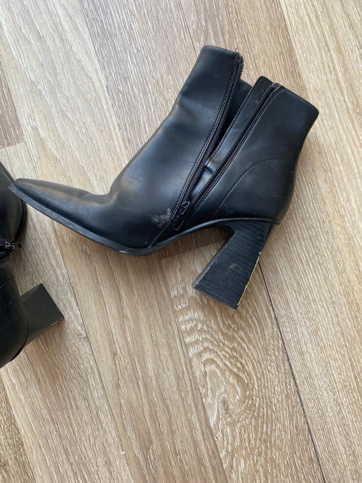 Siyah Deri Blok Topuklu Kadın Bot Mango - Görsel 5