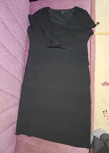 Siyah Midi Ofis Elbisesi