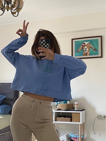 xl Beden mavi Renk Mavi crop sweat