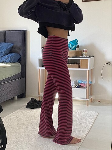 Pieces Pembe Yeşil Triko Pantolon