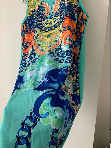 Versace Renkli sıfır kollu elbise