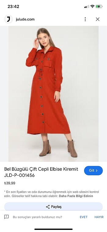42 Beden trench elbise
