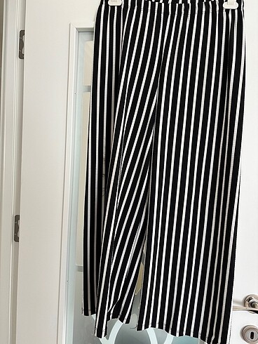 çizgili bol paça pantolon/lastikli