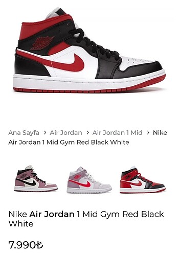 Nike Nike air Jordan 1 mid gym red