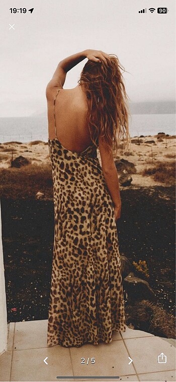 Zara Zara ince asklı leopar tül elbise