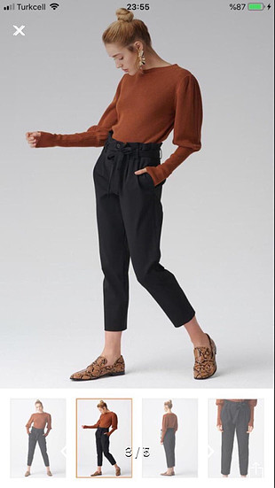 36 Beden Zara model kumaş ve yüksek bel pantolon 