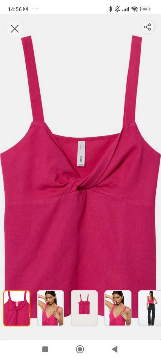 Pembe V Yaka Düğüm Keten Üst - Görsel 2