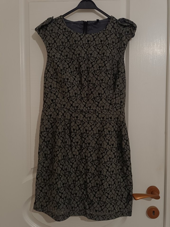 Gri Dantel Detaylı Elbise - Görsel 3