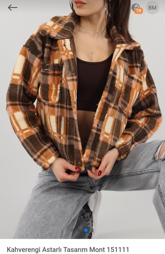 astarlı peluş ceket mont - Görsel 3