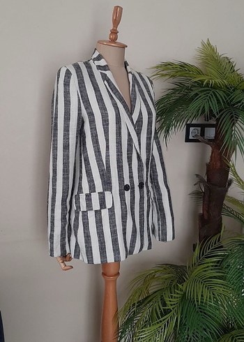 Zebra Desenli Kısa Kadın Blazer Ceket