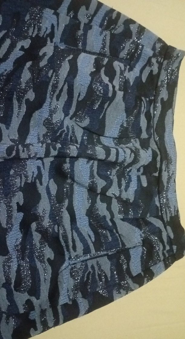 Kadın Mavi Kamuflaj Denim Mini Etek - Görsel 2