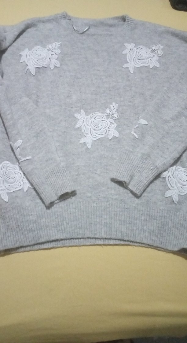 Gri Nakışlı Kadın Kazak - Görsel 2