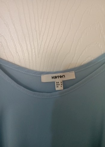 Koton Mavi V Yaka Düğmeli Kadın Bluz