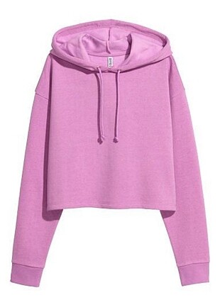 H&M lila kısa sweatshirt
