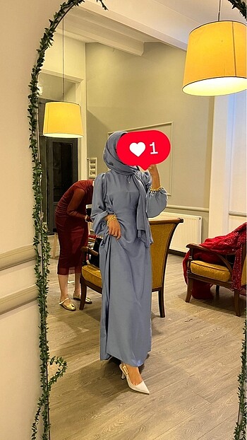 xs Beden mavi Renk Beli büzgülü saten abiye