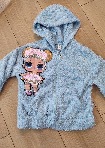 Lol bebek işleme Mavi Kapüşonlu Peluş Sweatshirt