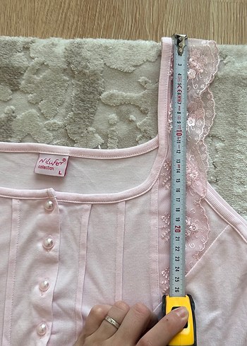 Kalın askı dantelli pembe rahat gecelik - Görsel 3