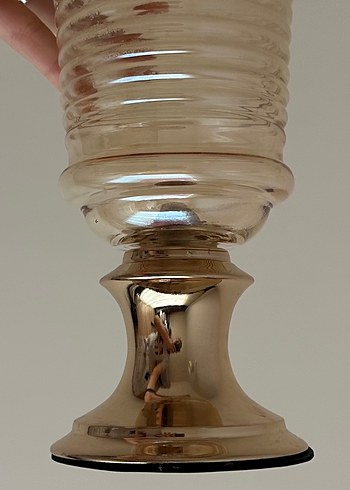 rose gold parlak uzun cam vazo - Görsel 4