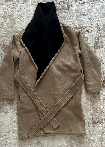 Mango s beden camel rengi kuşaklı kaşe kaban - Görsel 5