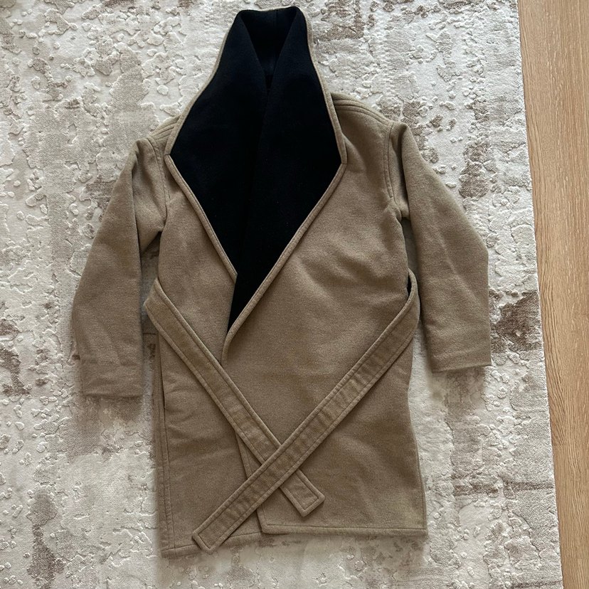 Mango s beden camel rengi kuşaklı kaşe kaban - Görsel 5