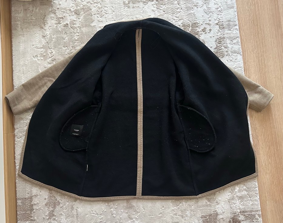 Mango s beden camel rengi kuşaklı kaşe kaban - Görsel 4