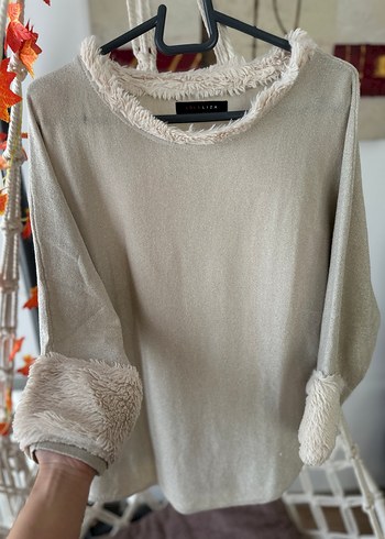 Bej Uzun Kollu Kadın Triko - Görsel 4