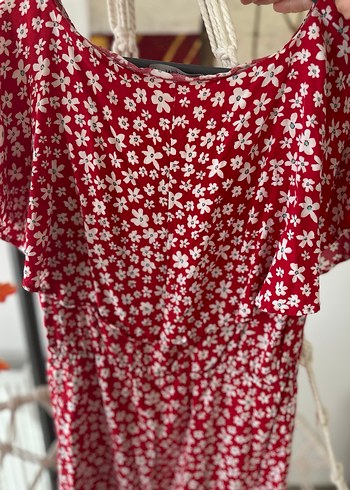 Kısa Kollu Bohem Çiçekli Uzun Elbise - Görsel 4