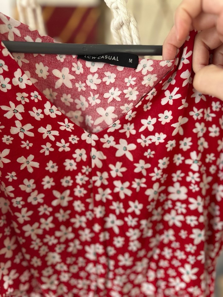 Kısa Kollu Bohem Çiçekli Uzun Elbise - Görsel 2