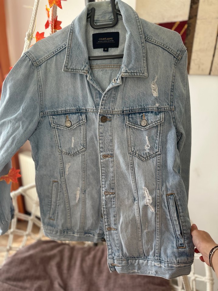 Colins Gri Düğmeli Kadın Denim Ceket - Görsel 3