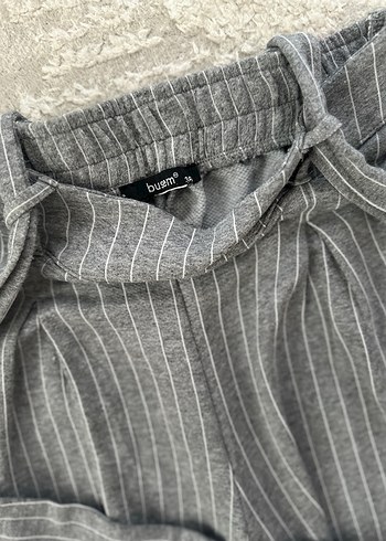 Gri Kemerli Kadın Kumaş Pantolon - Görsel 3