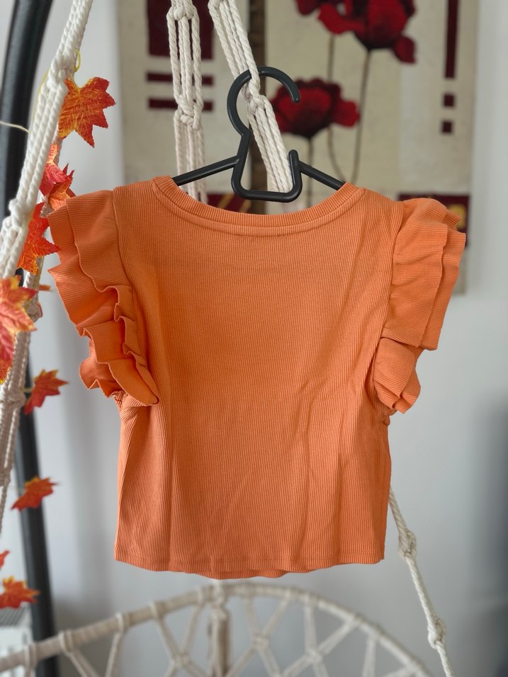 Turuncu Fırfırlı Tişört - Görsel 3