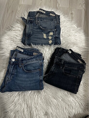 3 adet mavi jeans kot