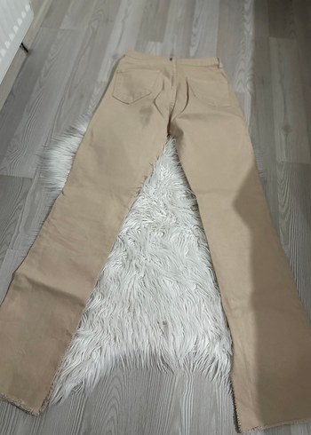 36 Beden ten rengi Renk Bej Regular Fit Midi Kadın Jean