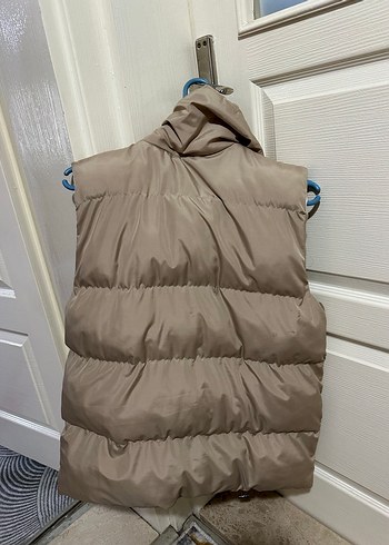 Bej Yüksek Yakalı Kadın Şişme Yelek - Görsel 3