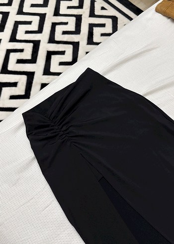 Siyah Drapeli Kadın Uzun Etek - Görsel 2